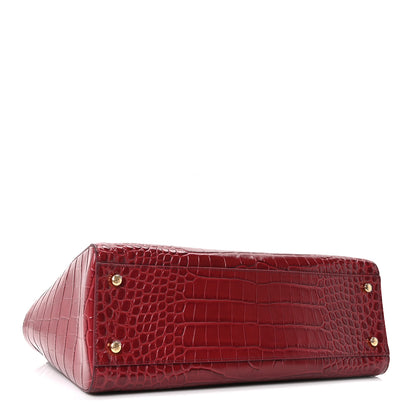 Chanel Calfskin Crocodile Embossed Archetype Small Shopping Tote Burgundy 3 of 9