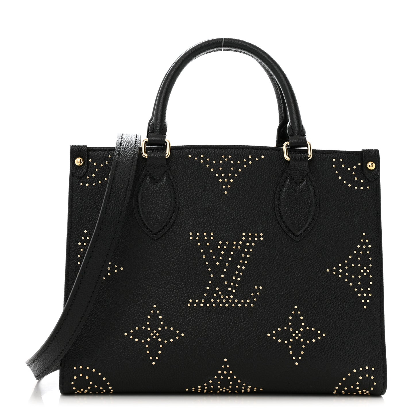 Grained Calfskin Studded Monogram Giant Onthego PM Black