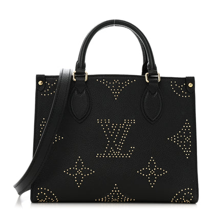 Louis Vuitton Grained Calfskin Studded Monogram Giant Onthego PM Black 1 of 12