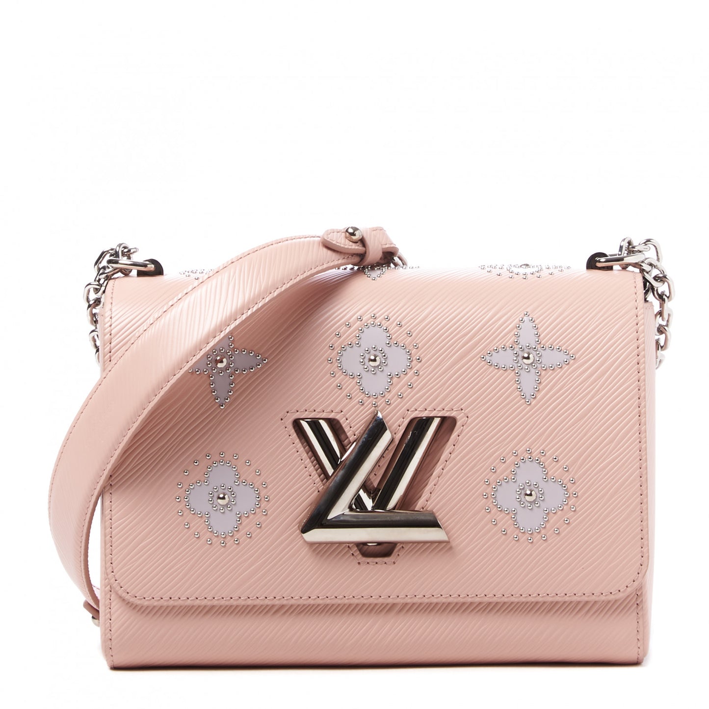 Epi Mechanical Flowers Twist Shoulder Bag MM Rose Ballerine