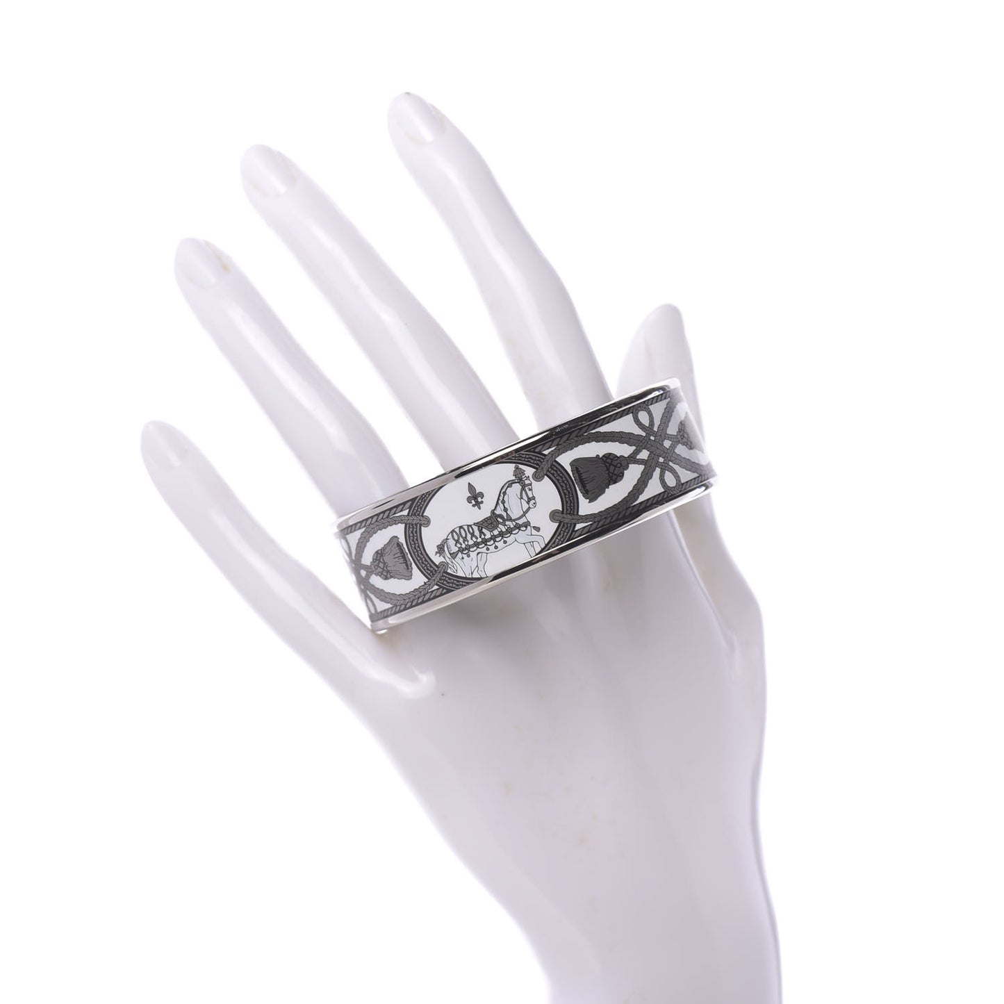Enamel Printed Wide Grand Apparat Bracelet 62 White