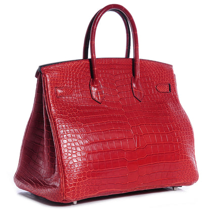 Hermes Matte Porosus Crocodile Birkin 35 Rouge H 3 of 5