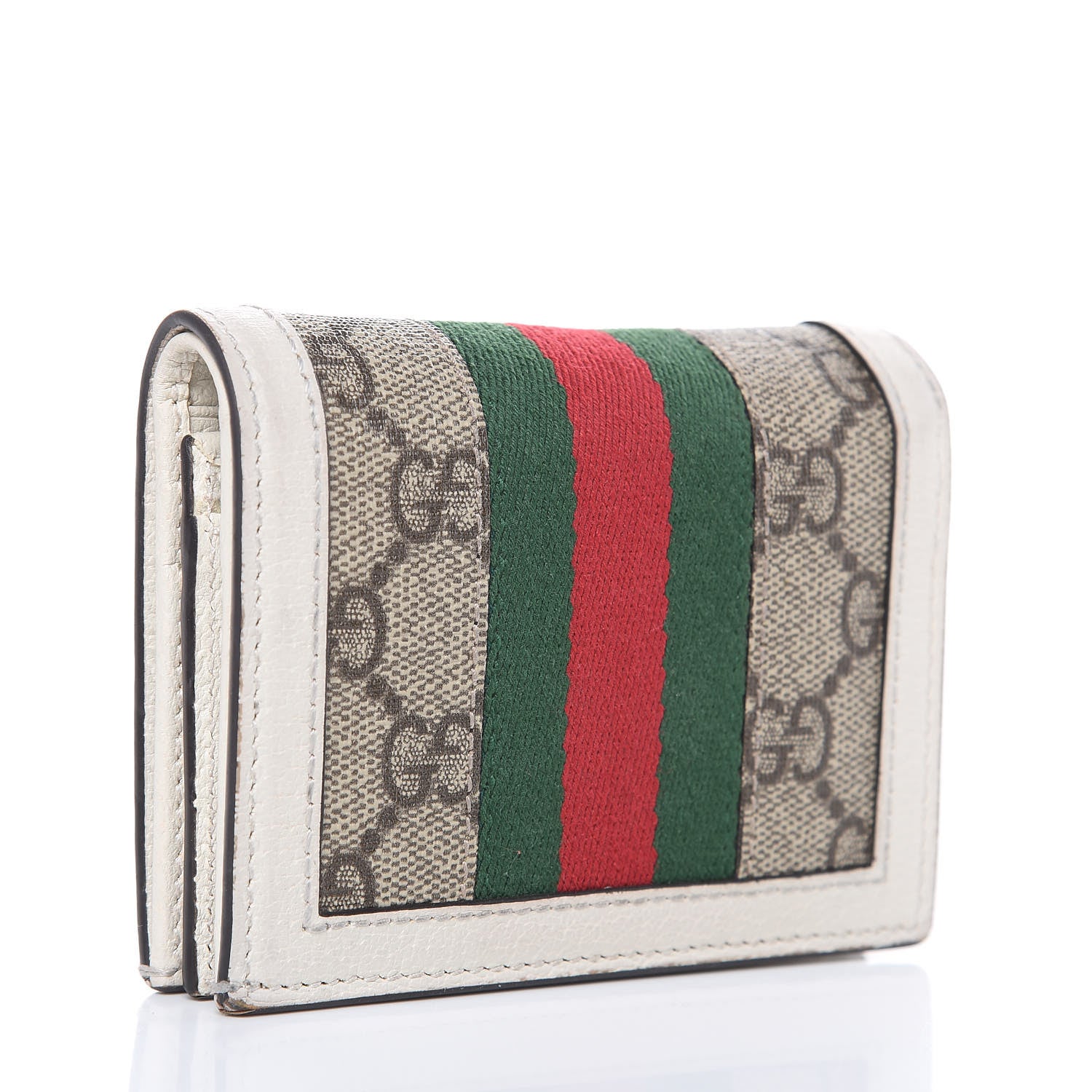 Gucci GG Supreme Monogram Web Queen Margaret Card Case Wallet Beige Mystic White 3 of 12