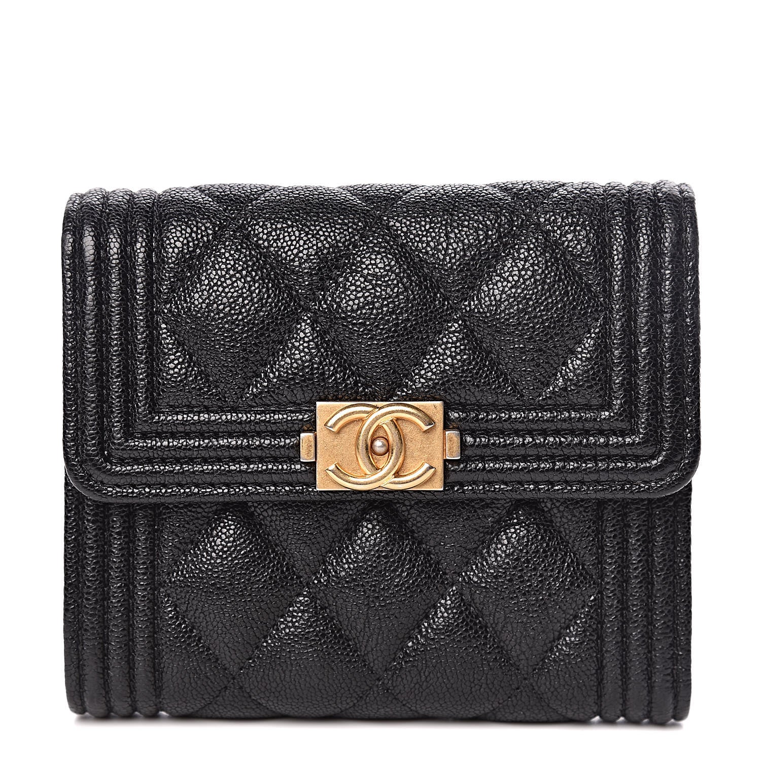 Chanel Caviar Quilted Compact Boy Wallet Black 1 of 11