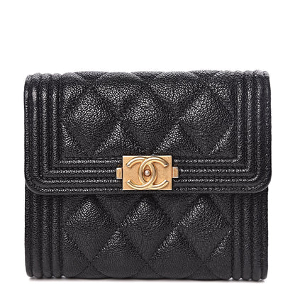 Chanel Caviar Quilted Compact Boy Wallet Black 1 of 11