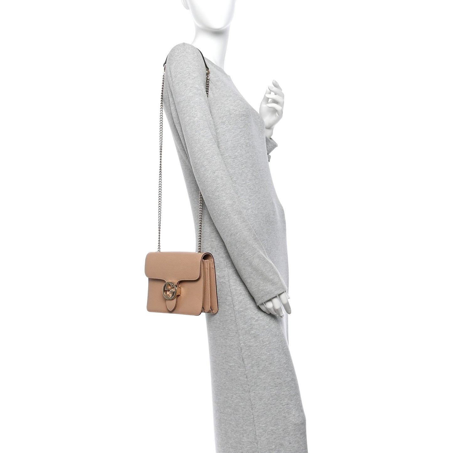 Dollar Calfskin Small Interlocking G Shoulder Bag Camelia