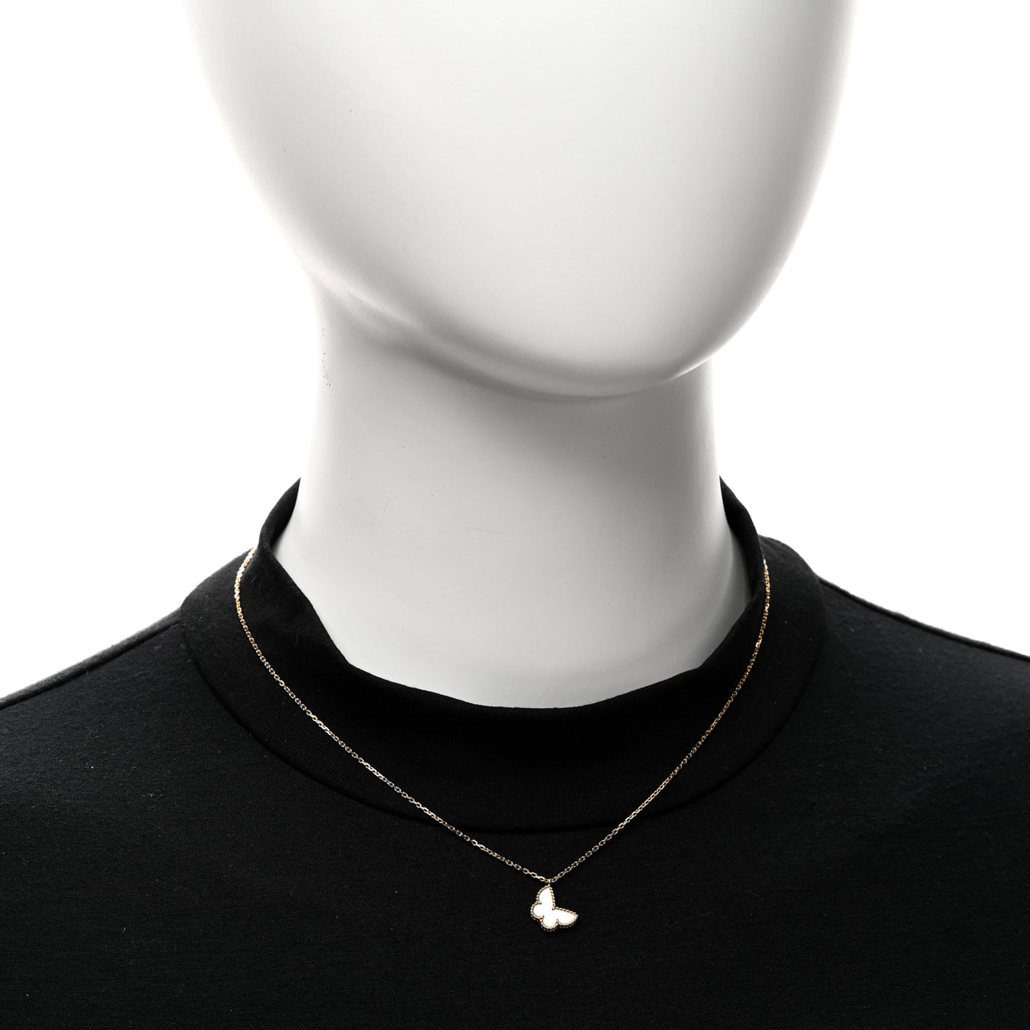 18K Yellow Gold Mother of Pearl Sweet Alhambra Butterfly Pendant Necklace