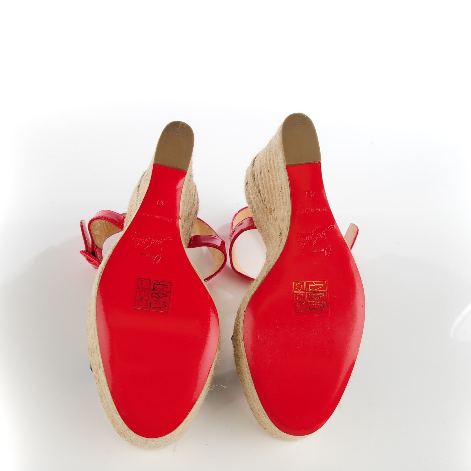 Christian Louboutin Patent Spachica 140 Wedge Sandals 38 Red White Navy 5 of 7