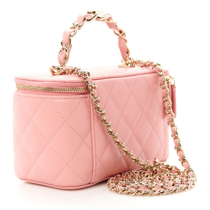 Chanel Lambskin Quilted Small Top Handle Vanity Case With Chain Light Pink 3 of 11