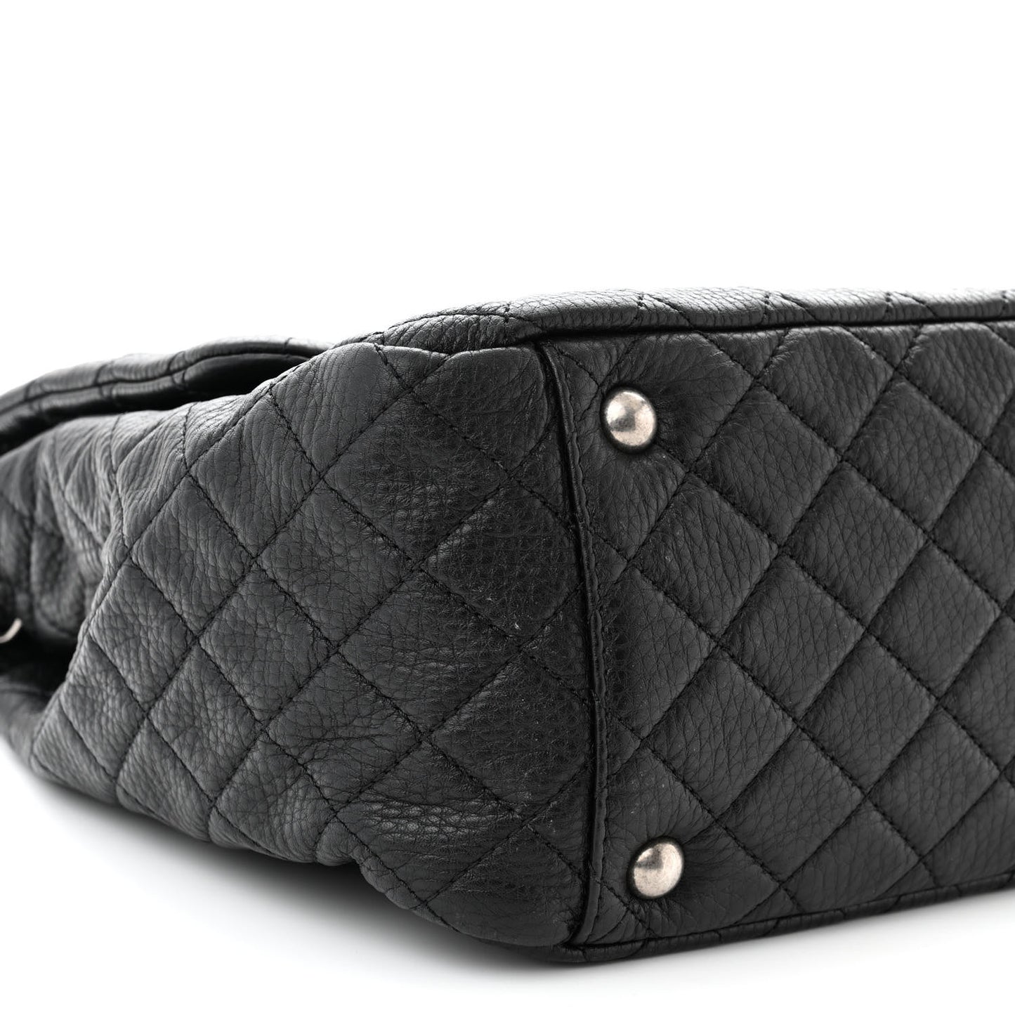 Calfskin Quilted XXL Travel Flap Bag Black