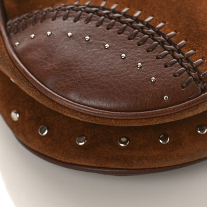 Christian Dior Suede Crystal Studded Saddle Bag Dark Brown 7 of 8