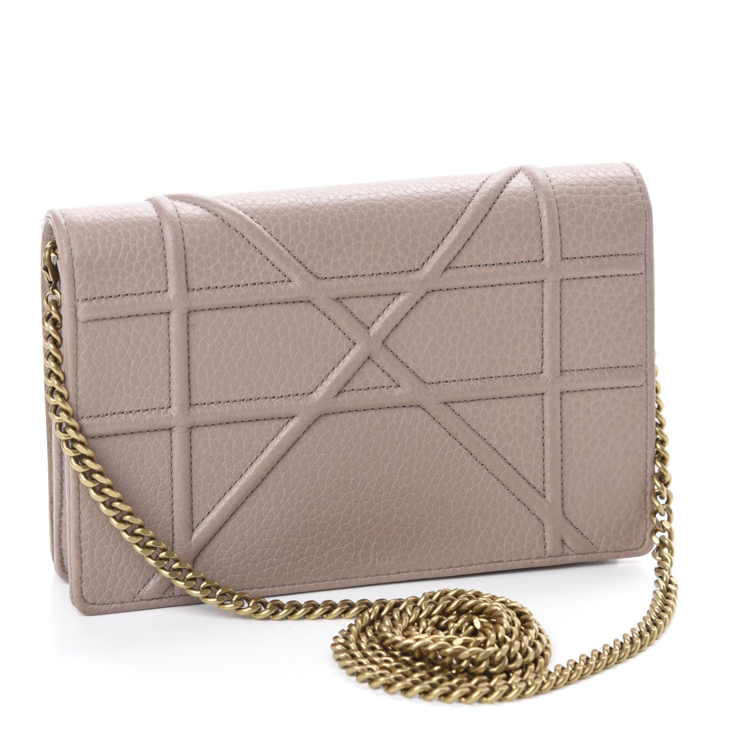 Christian Dior Grained Calfskin Diorama Wallet on Chain Pouch Nude 3 of 12