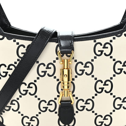 Gucci Azalea Calfskin GG Monogram Bi-Color Debossed Small Jackie 1961 Hobo Mystic White Black 8 of 10