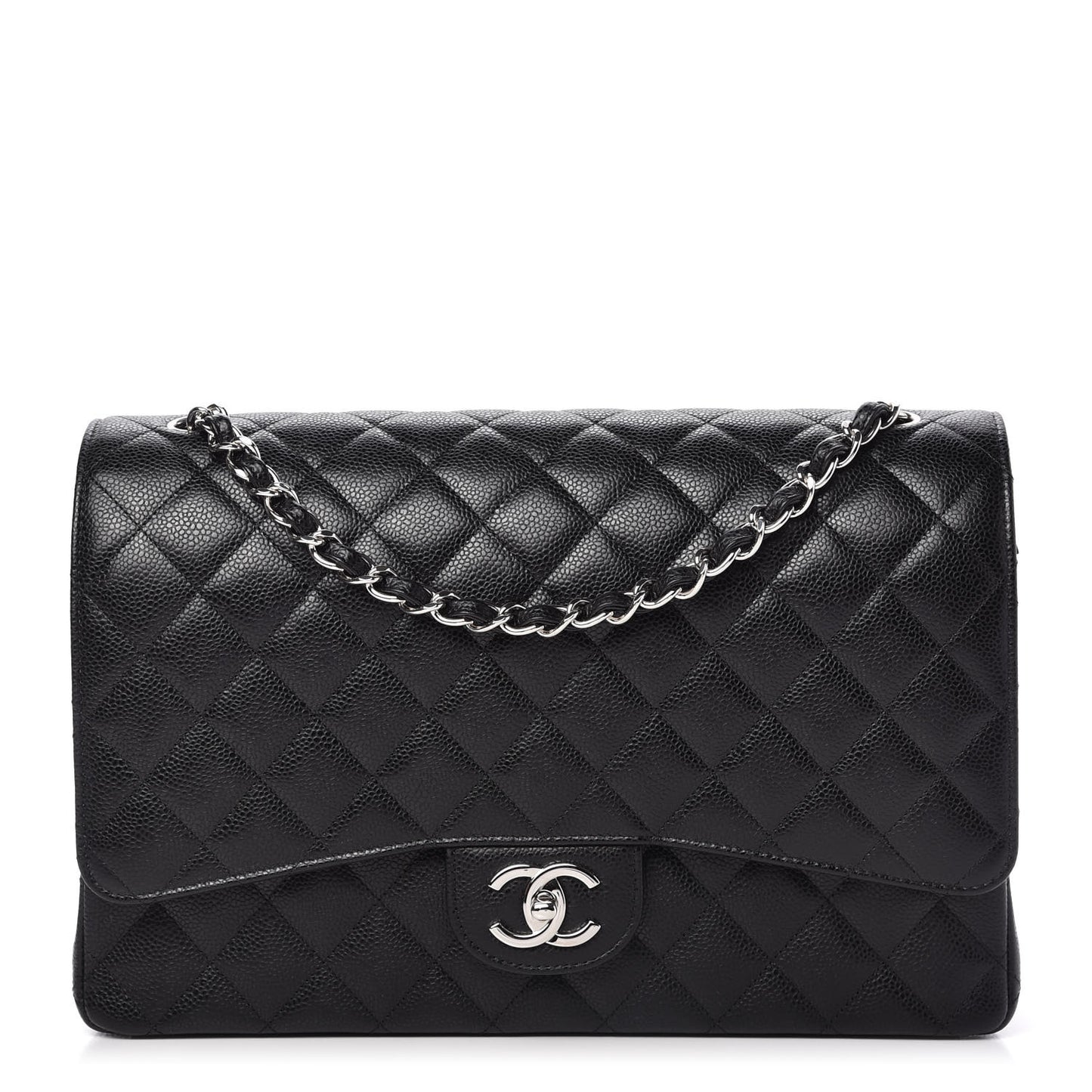 Caviar Quilted Maxi Double Flap Black