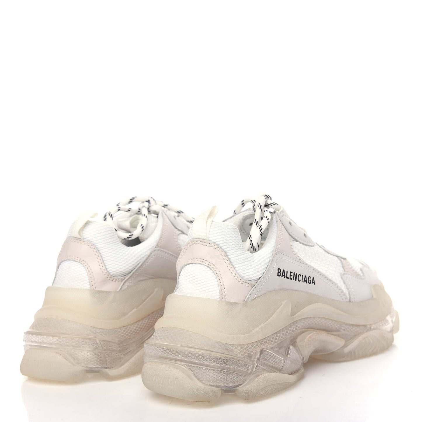 Fabric Mesh Clear Sole Womens Triple S Sneakers 39 White