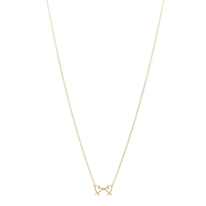 Tiffany 18K Yellow Gold Diamond Paloma Picasso Double Loving Heart Pendant Necklace 1 of 6