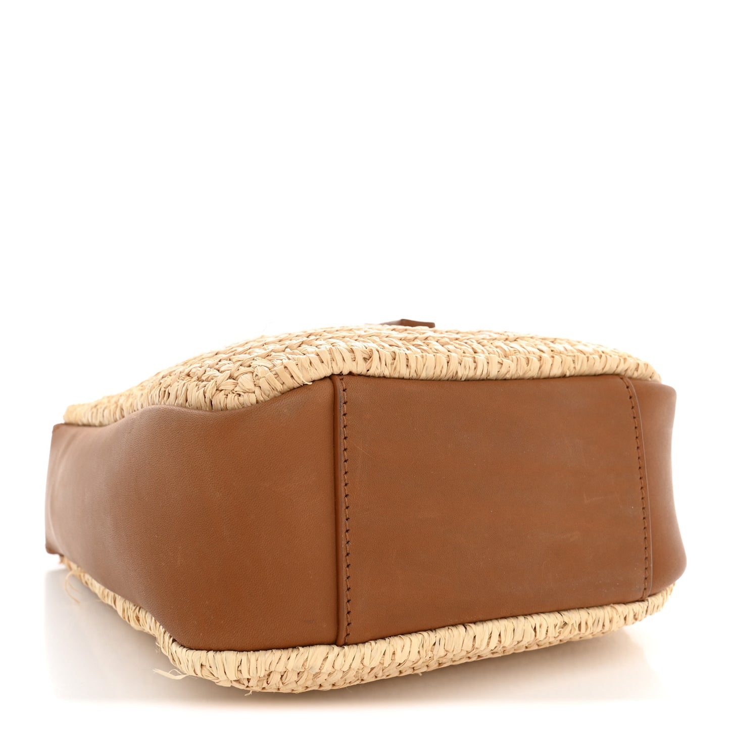 Raffia Calfskin Le 5 A 7 Baby Hobo  Natural Brick