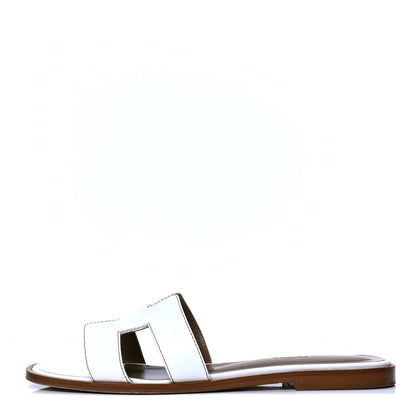 Hermes Box Calfskin Oran Sandals 37 White 1 of 4