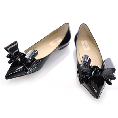 Valentino Garavani Patent Couture Bow Flats 36 Black 1 of 7