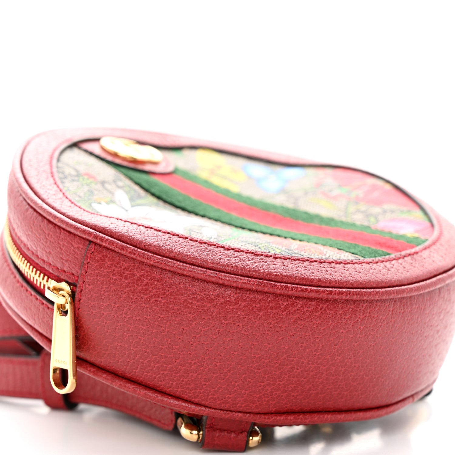 Gucci GG Supreme Monogram Web Flora Mini Ophidia Round Backpack Red 9 of 10