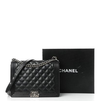 Chanel Calfskin Embossed Stitch Large Boy Flap Black 10 of 10