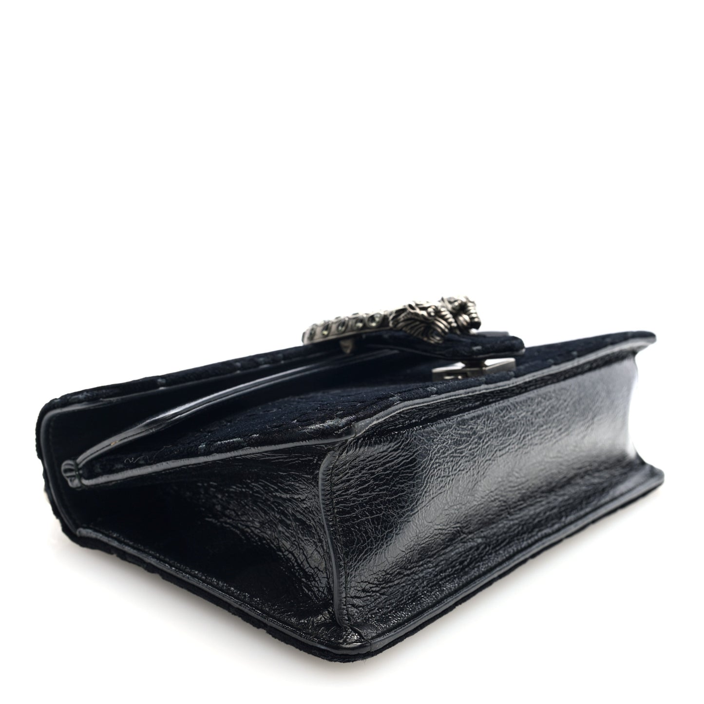 Velvet Skipper Crystal GG Monogram Small Dionysus Shoulder Bag Black Black Diamond