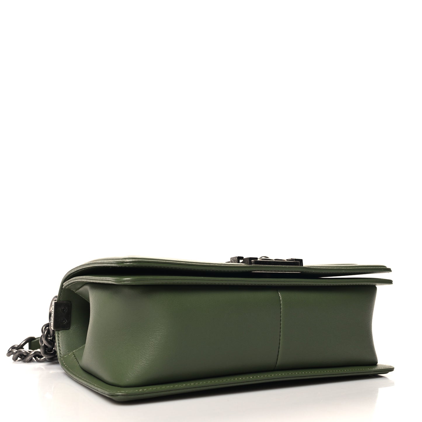 Calfskin Chevron Quilted Medium Boy Flap Dark Green