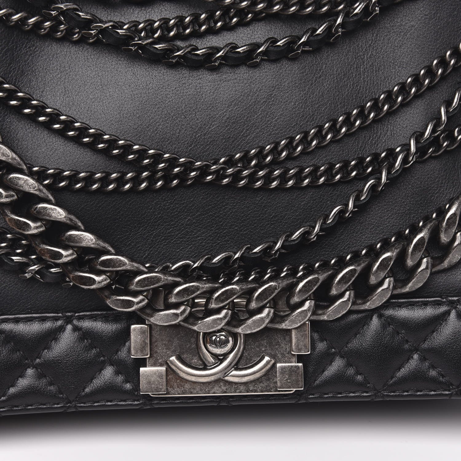 Chanel Calfskin Enchained Medium Boy Flap Black 8 of 14