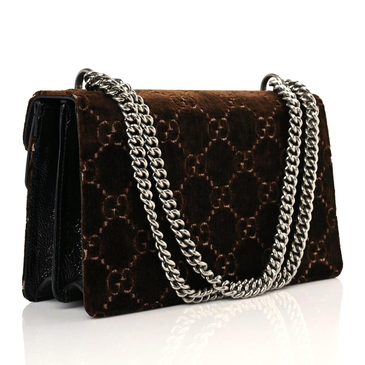 Velvet Skipper GG Monogram Small Dionysus Shoulder Bag Brown Black