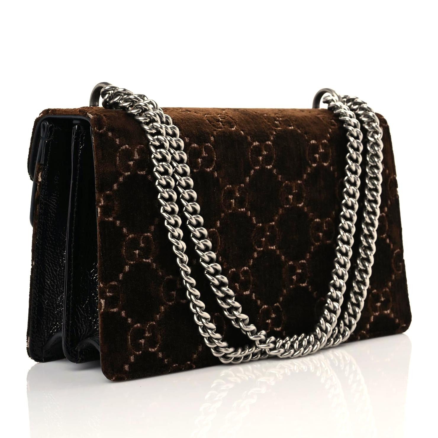 Gucci Velvet Skipper GG Monogram Small Dionysus Shoulder Bag Brown Black 3 of 15