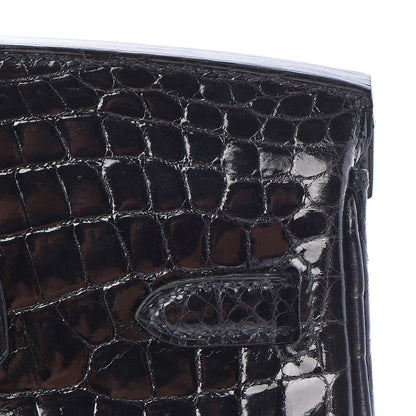 Hermes Shiny Niloticus Crocodile Birkin 25 Black 11 of 36