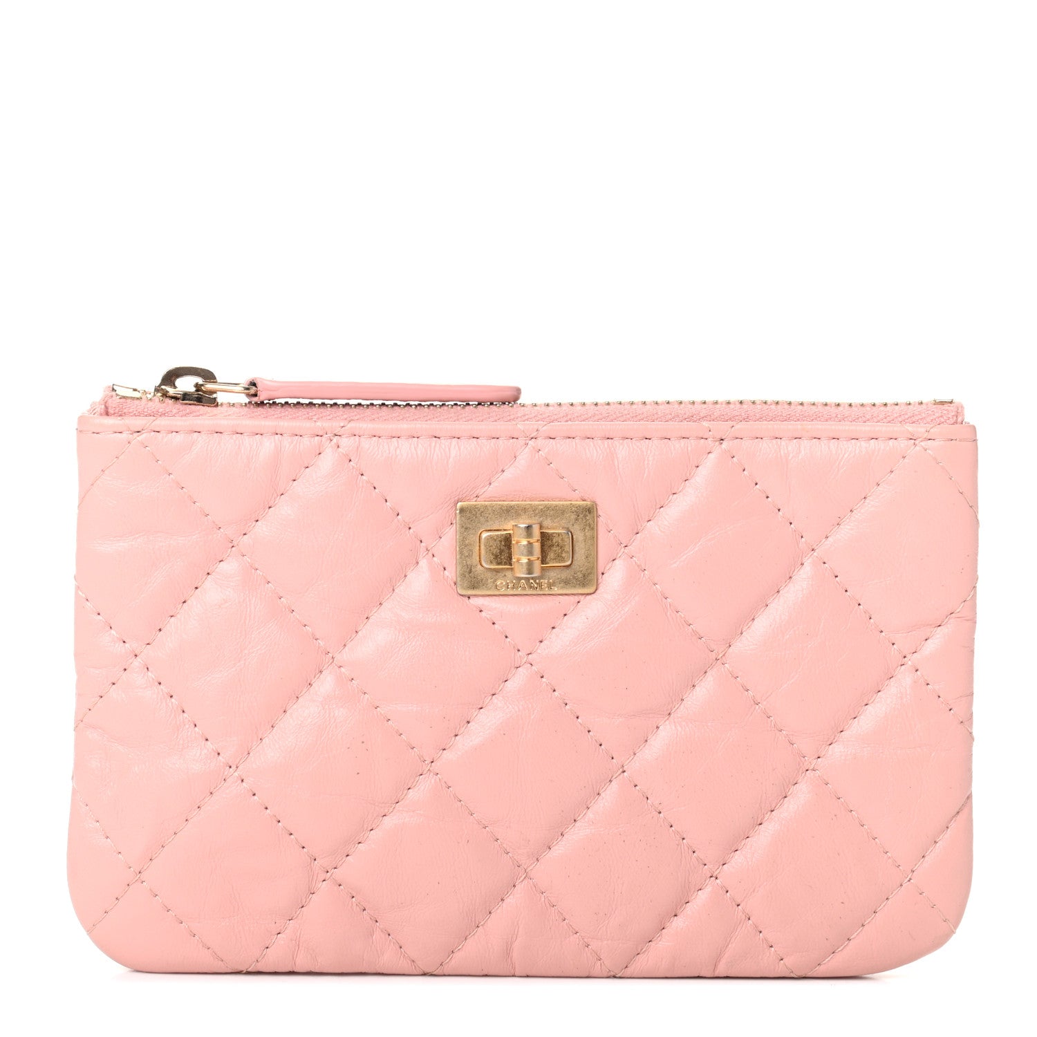 Chanel Aged Calfskin Quilted Small Reissue Cosmetic Case Light Pink 1 of 7