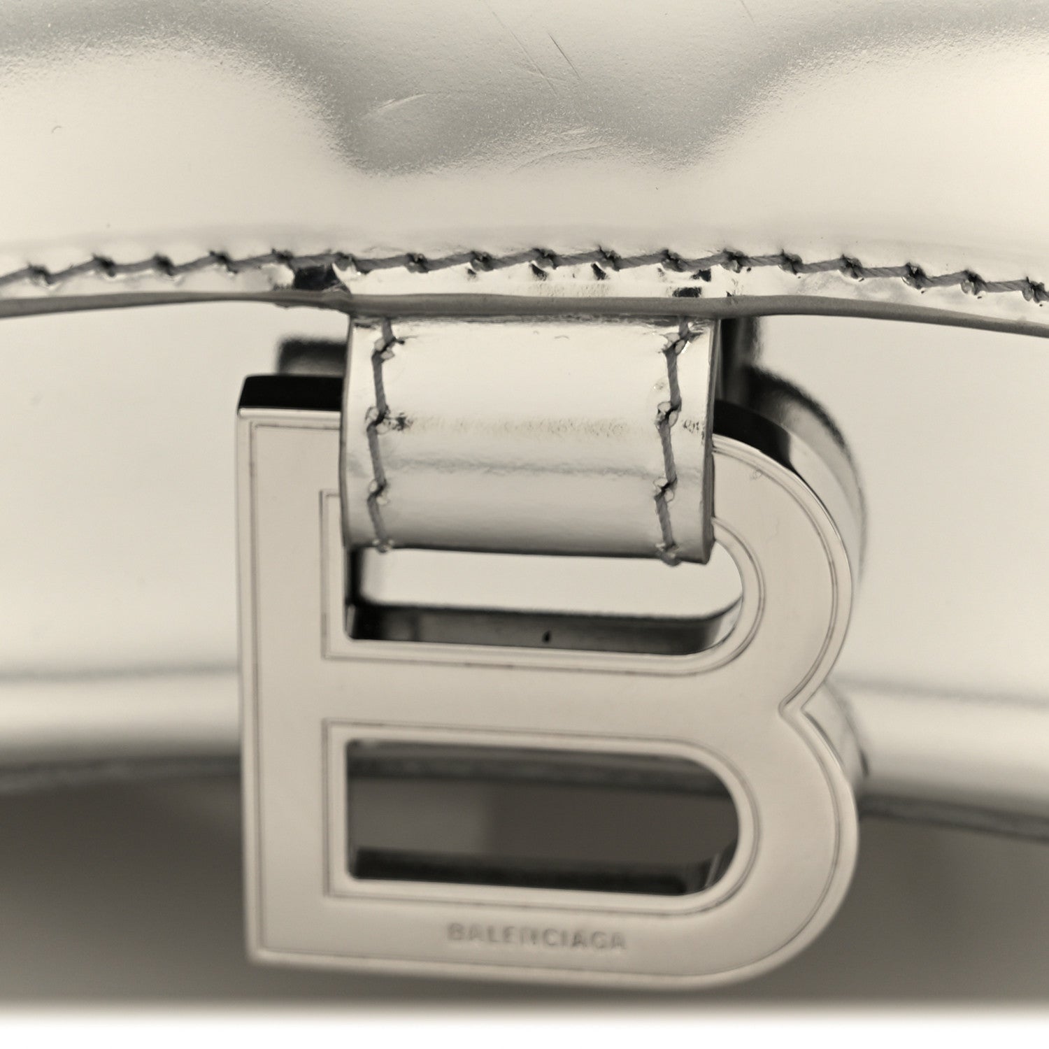 Balenciaga Metallic Calfskin Hourglass Top Handle Bag XS Silver 9 of 11