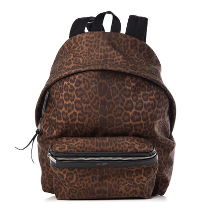 Saint Laurent Printed Canvas Leopard Classic Hunting Backpack Brown 1 of 9