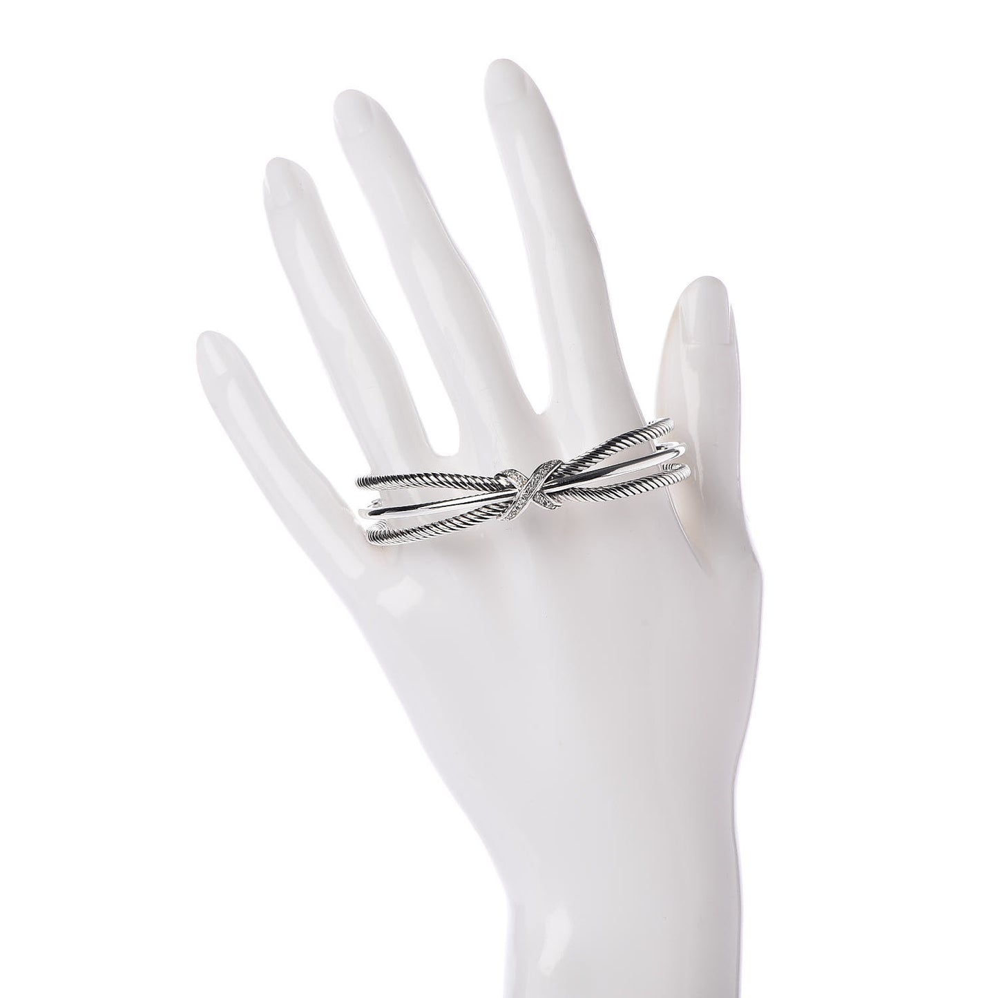 Sterling Silver Diamond 7mm Crossover X Bracelet