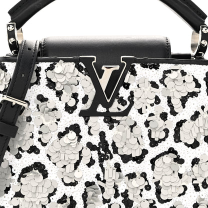 Louis Vuitton Calfskin Sequin Mini Capucines Black White 7 of 9