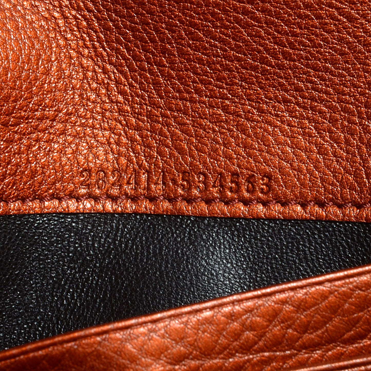 Metallic Pebbled Calfskin Soho Continental Wallet Burnt Orange