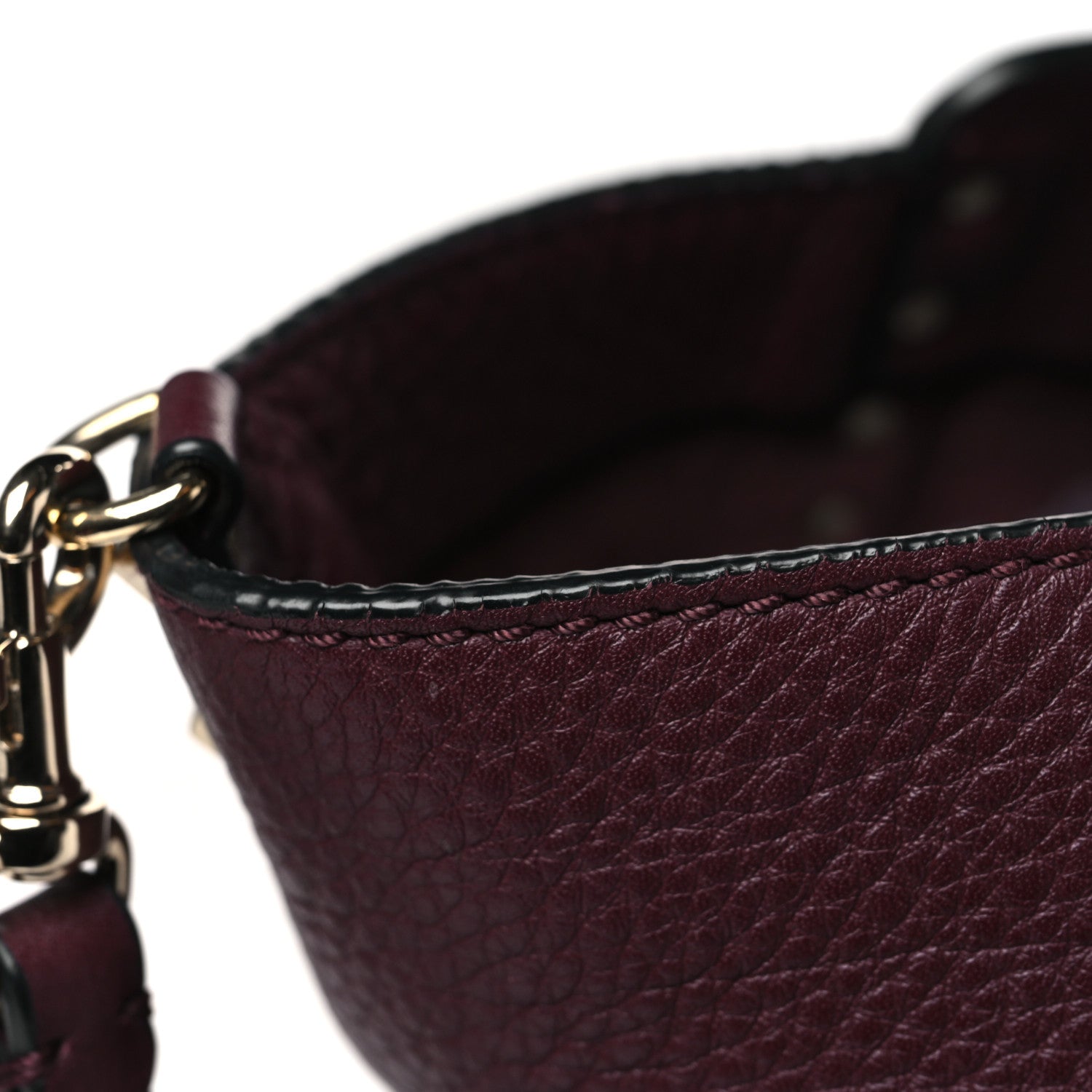 Valentino Garavani Pebbled Calfskin Medium Rockstud Tote Rubin 9 of 9