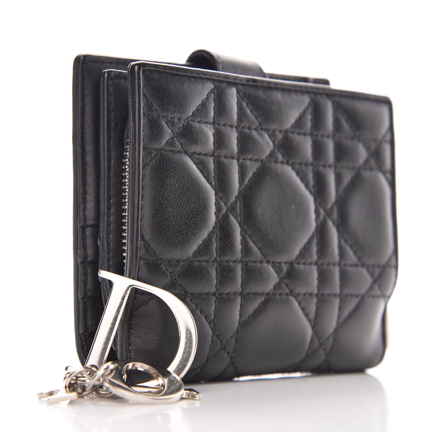 Lambskin Cannage Lady Dior Eden Wallet Black