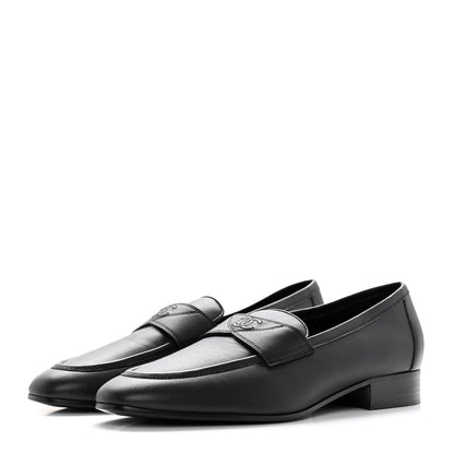 Chanel Calfskin Mens Stitched CC Loafers 43 Black 3 of 11