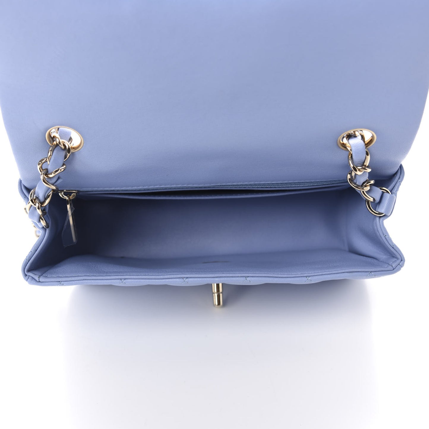 Lambskin Quilted Mini Rectangular Flap Light Blue