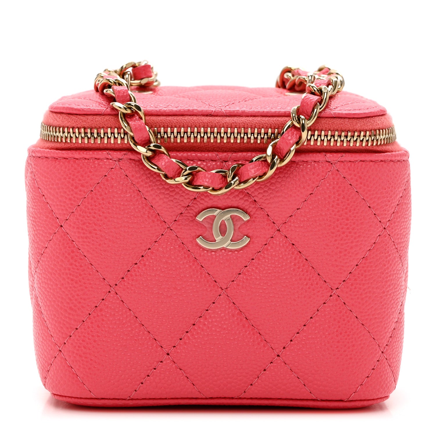 Chanel Caviar Quilted Mini Vanity Case With Chain Dark Pink 1 of 6
