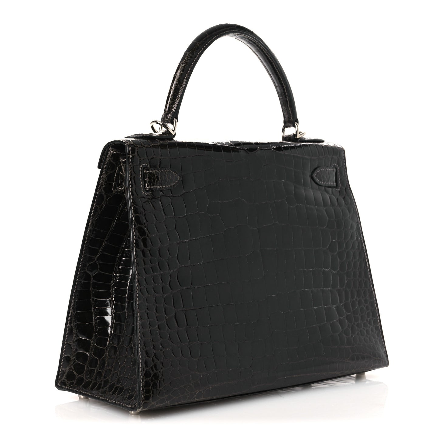 Shiny Porosus Crocodile Kelly Sellier 28 Gris Elephant