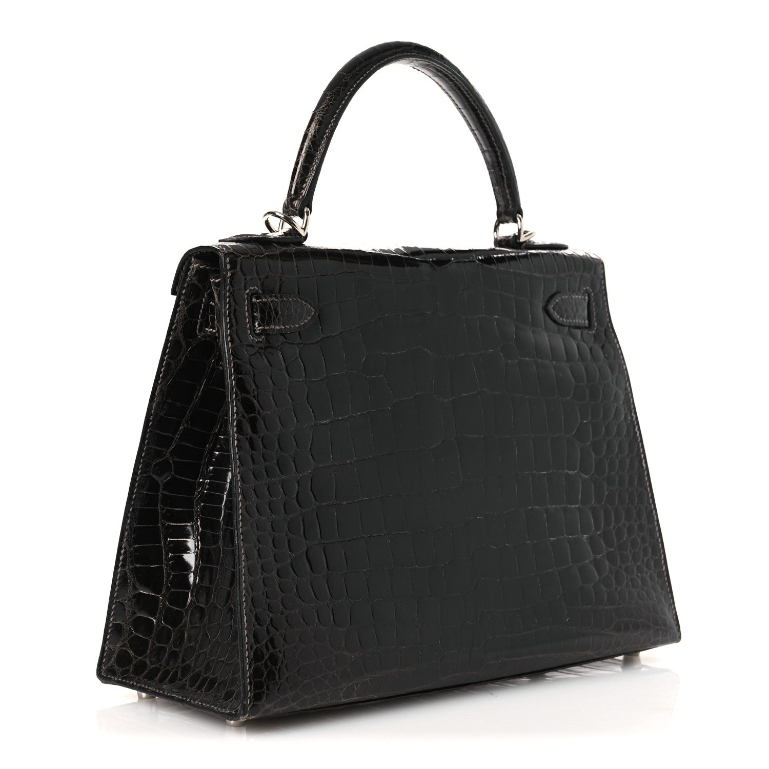 Hermes Shiny Porosus Crocodile Kelly Sellier 28 Gris Elephant 2 of 11