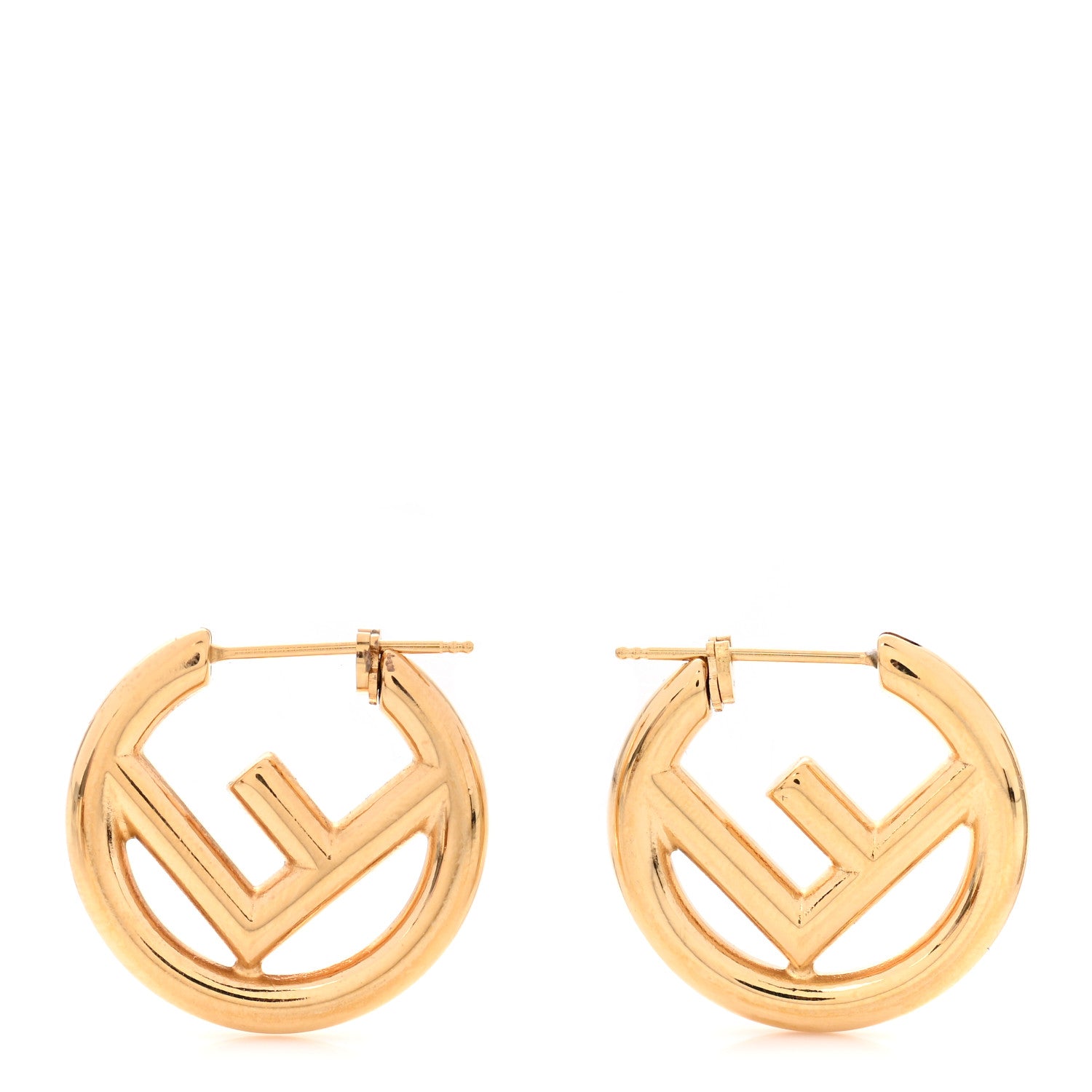 Fendi Metal FF Hoop Earrings Gold 1 of 6