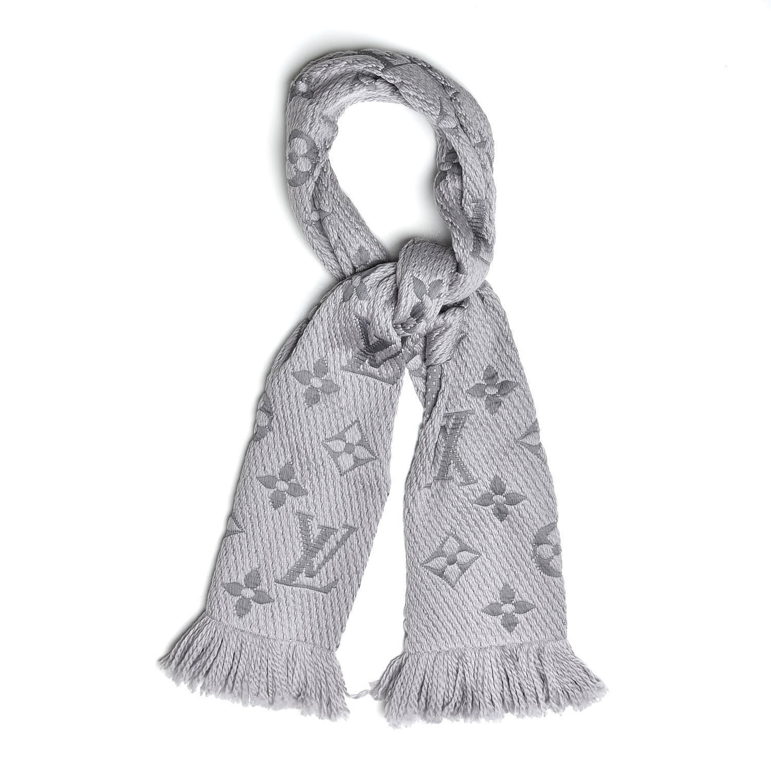 Louis Vuitton Wool Silk Logomania Scarf Pearl Grey 1 of 5