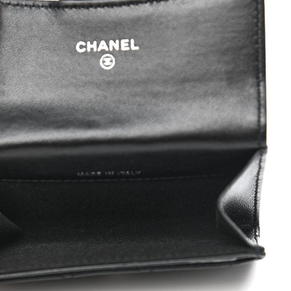 Chanel Lambskin Quilted Flap Card Holder Wallet So Black 5 of 9