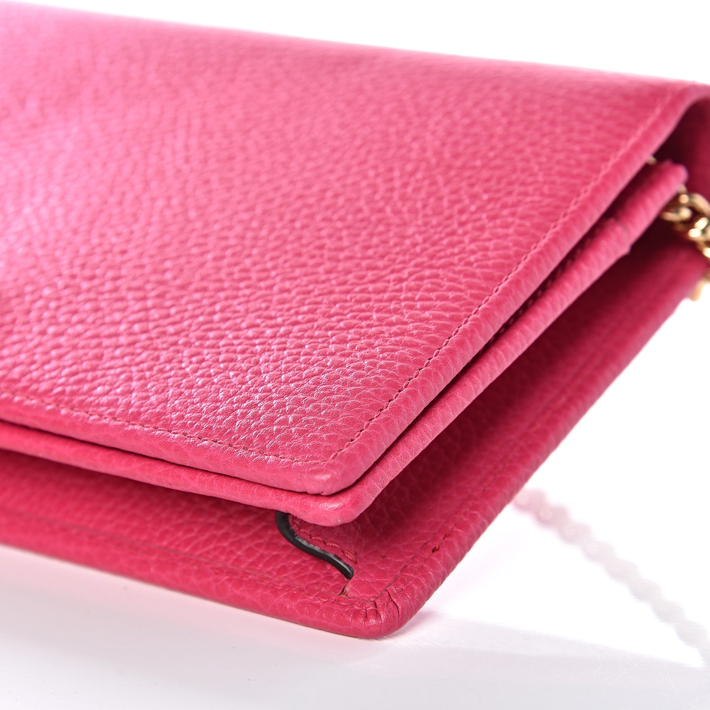 Dollar Calfskin Mini GG Marmont Chain Wallet Box Pink