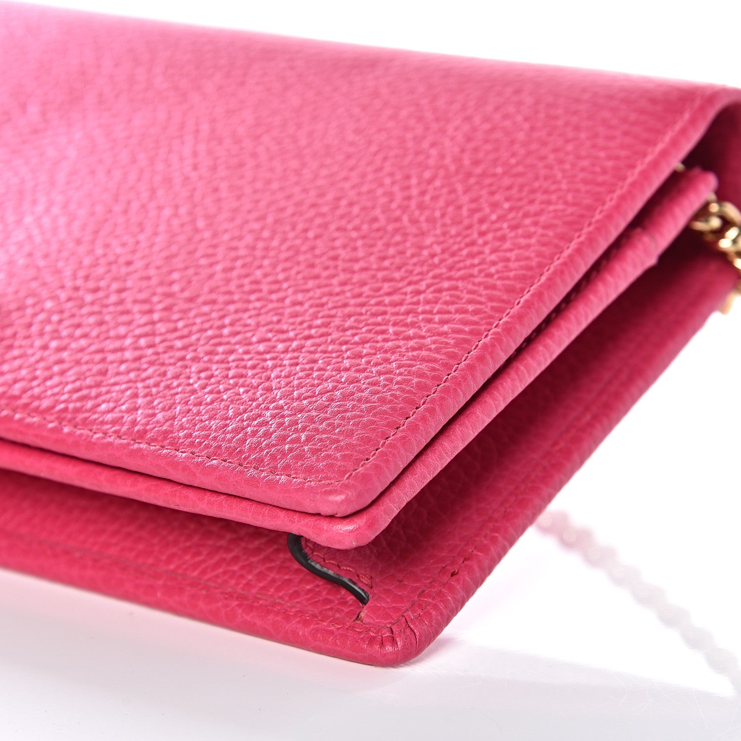 Gucci Dollar Calfskin Mini GG Marmont Chain Wallet Box Pink 7 of 9