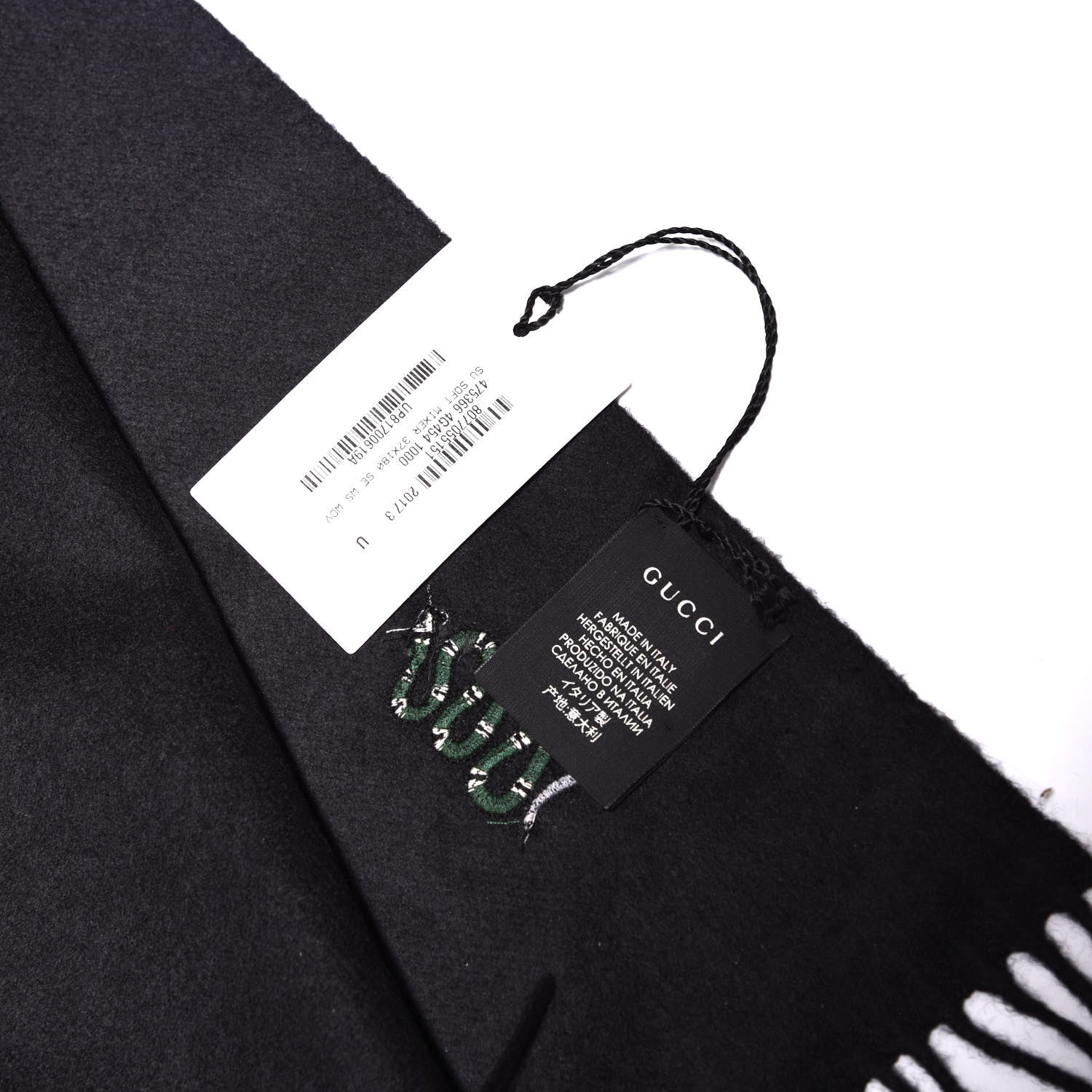 Gucci Silk Cashmere Soft Mixer Fringe Scarf Black 3 of 3